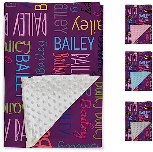 Image of Custom Baby Blanket - Personalized Names Design - Soft Plush Blanket with Double Layer Dotted Backing for Boys Girls Color10(47x60 inches)