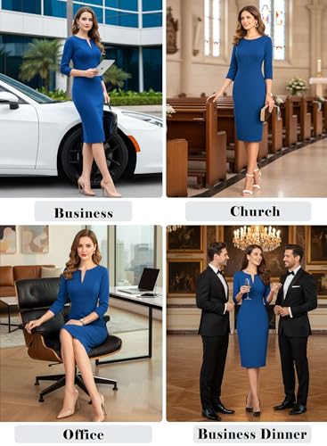 Image of VFSHOW Womens Slim Zipper Up Work Business Office Party Bodycon Pencil Sheath Dress