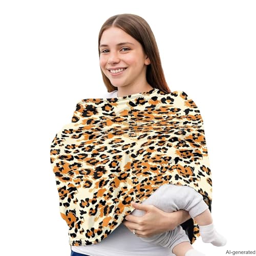 Image of Carseat Cover for Babies, Leopard Infant Carseat Cover Lightweight Baby Carrier Cover for Girls Boys, Fit Spring Summer /Hot Days /Warm Weather