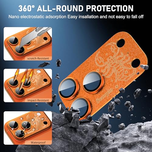 SIERDE Compatible for iPhone 17 Pro Max Camera Lens Protector, Libra Pattern, Drop Protection, Anti Scratch Full-Coverage, AR 360-Degree Protection, Camera Transmfttance HD, Easy Installation, Orange by SIERDE - Used condition - Image 4
