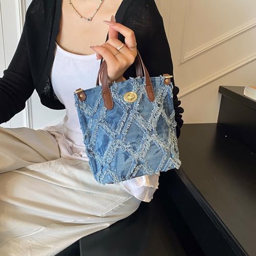 Denim Purse Small Jean Purses for Women Denim Crossbody Bag Quilted Shoulder Handbag3