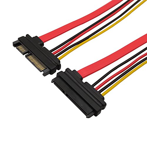 QiCheng&LYS SATA 22 Broches (7 + 15) mâle vers Femelle câble d'extension d'alimentation et de données Combo Slimline SATA câble d'extension 50 cm