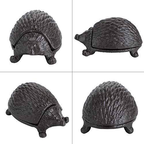 Juxyes Hedgehog Cast Iron Key Hider Outside Spare Door Key Box Outdoor Small Garden Statues Ornament, Hedgehog Indoor Decoration Jewelry Trinkets Box For Key, Ear Studs, Ring, Paper Clip #TOP3