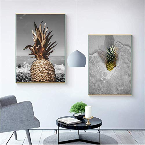 Posters et tirages photo modulaire toile peinture design ananas 50x70cm decoration maison