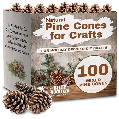 100 Mix Size Natural Pine Cones for Decorating - 50 Medium & 50 Small...