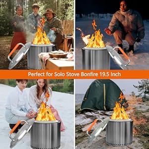 Fire pit lid accessory for bonfire fire pit 20 inch lid 304 stainless steel with heat resistant handle for solo stove bonfire 195  urban country home decor