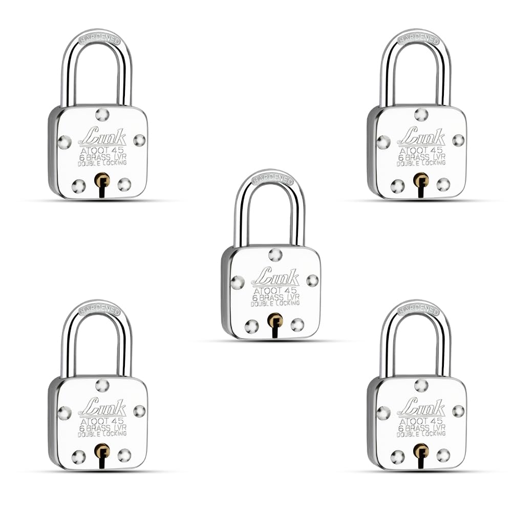 Link® Atoot 45mm Lock | Steel Body | Hardened Shackle |6 Brass Lever | 3 Silver Keys | Padlock for Door, Shop, Office | Made in India — Amazon image 11