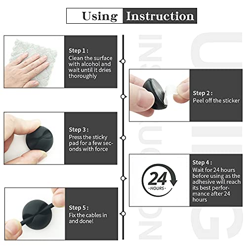 SmiLife-Cable-Clip-Acrylic-Adhesive-Charger-Cord-Holder-Wire-Organizer-for-Desk-Wall-Car-Nightstand-and-Office-Cable-Management-White-9-Pack