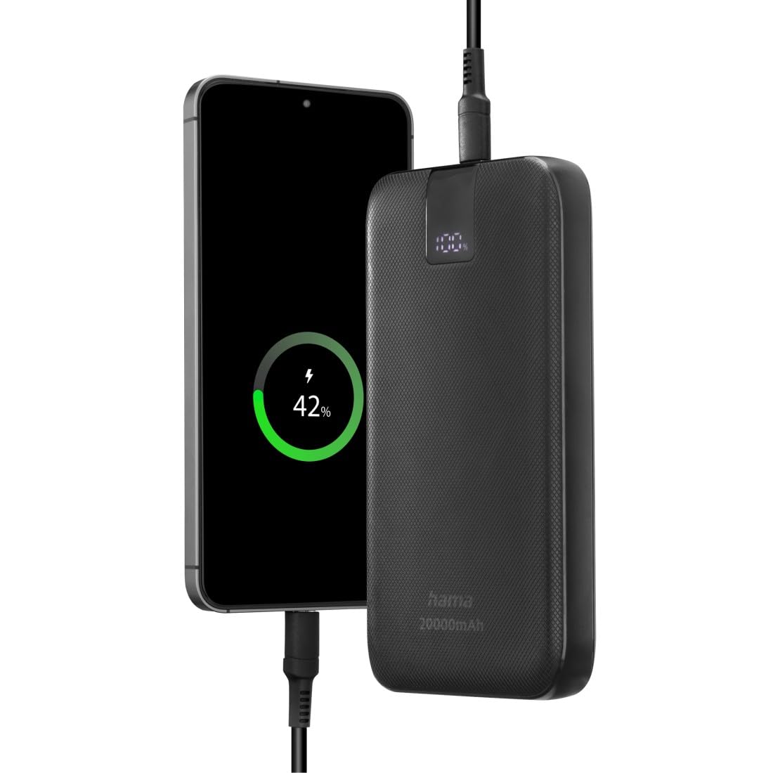 Hama Power Pack do ładowania telefonu 20000 mAh (powerbank, szybkie ładowanie, 2 x USB C, USB C, pojemny, lekki, ładowarka, Power Delivery, Qualcoom Quick Charge, Fast charge) antracyt