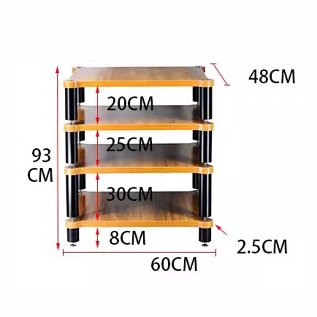Générique Étagère Audio HiFi - Étagère AV en Bois Massif à 4 Niveaux pour platines, amplificateurs et matériel Audio - Support multimédia élégant pour Home cinéma et mélomanes