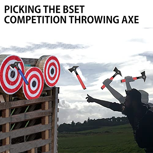 Nedfoss Throwing Axe,3 Pack Full Tang Steel Axe Throwing With Nylon Sheath Carrying Case, 11" Axe Throwing Set Outdoor Games For Adults And Family, Bright Rubber & Paracord Handle Not Be Lost #TOP2