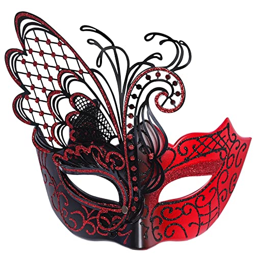 Miayon Masquerade Venetian Mask Butterfly Metal Mask Women Mask for Masquerade Mardi Gras Carnival Halloween Cosplay Prom