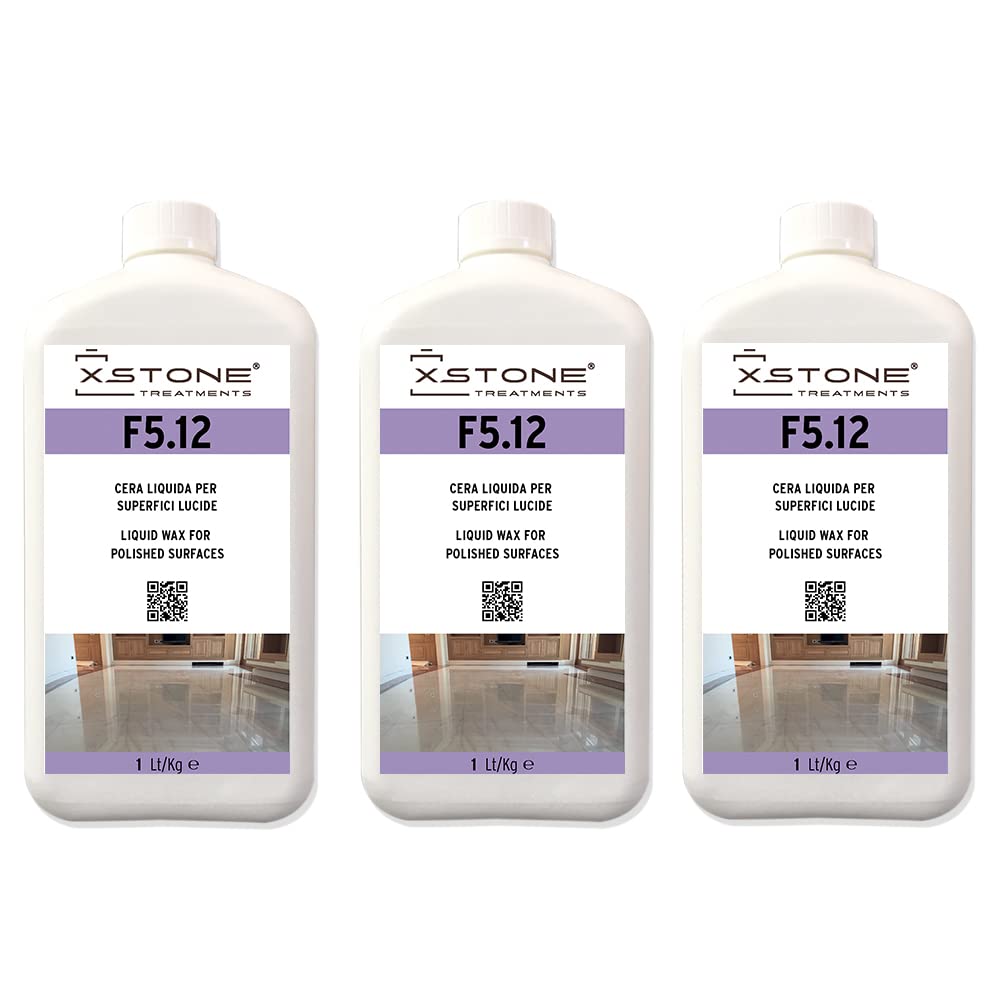 CERA LÍQUIDA AL AGUA PARA SUPERFICIES BRILLANTES para PAVIMENTOS, ESCALERAS Y REVESTIMIENTOS de mármol, granito, piedra natural, etc. Excelente PODER DE PULIDO. Paquete 3 x 1 Litro