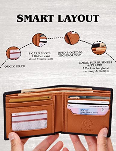 Leather Wallets for Men, RFID Blocking Bifold Stylish Wallet, 2 Slim Mens Wallets Combo (12+6 Card Slots) Comes With Luxury Gift Box3