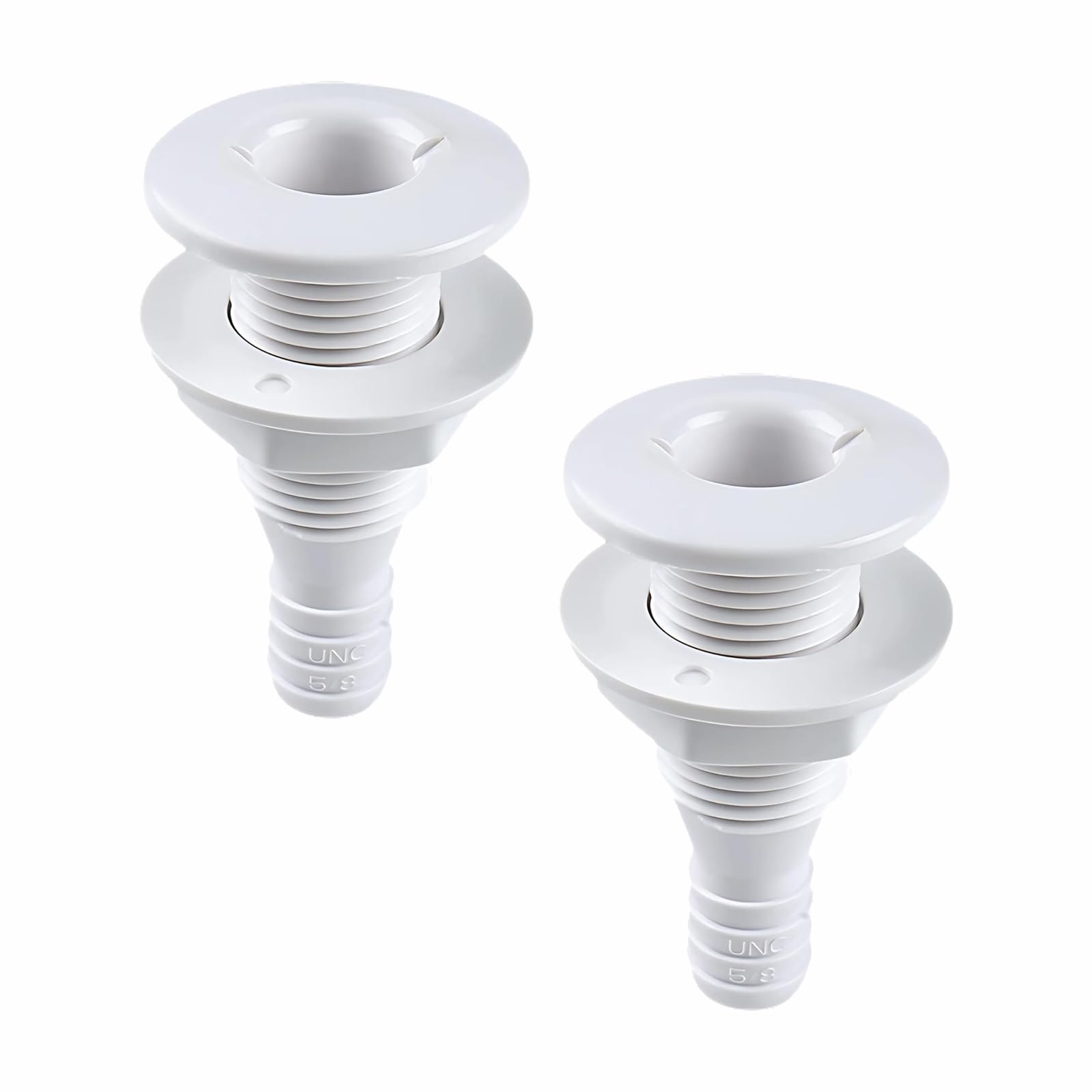 SENRISE 2Pcs Thru Hull Fitting, 5/8in Marine Drainage Outlet Thru Hull Skin Fitting Boat Through Connector Corrosion Resistant and Rust-Resistant Nylon Drain Outlet for Marine Boat Plumbing