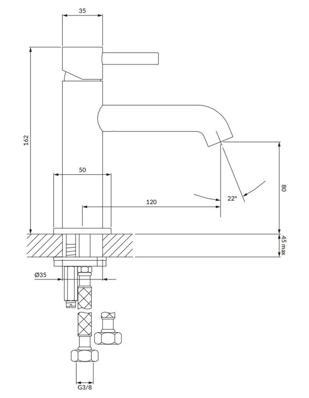 Omnires Bathroom Sink tap Y - Nickel - Y1210NNI - Image 2