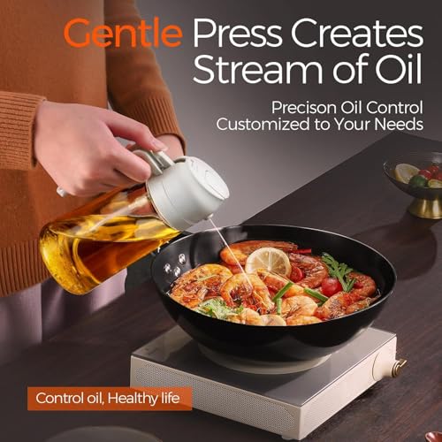Image of SHOPPOFOBIX Oil Sprayer and Dispenser Bottle Glass, 500ml Capacity, 2-in-1 Design, Press to Dispenser | Vinegar, Soy Sauce, Olive, Sauce, Oil (2)