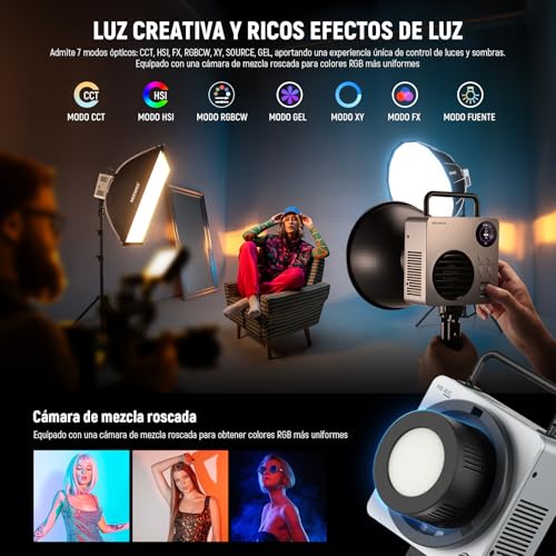 Foco LED RGBWW de 80W con batería integrada y carga rápida PD de 100W 3
