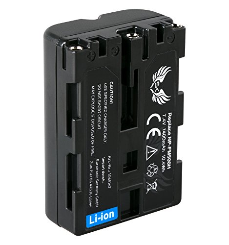 SK   Batería de repuesto para Sony NP FM500H (1400 mAh, NP FM500, NP FM55H, Sony Alpha 77 99 II A68 A77 A99 II DSLR A580 A850 A900 // VG C77AM VG C99AM