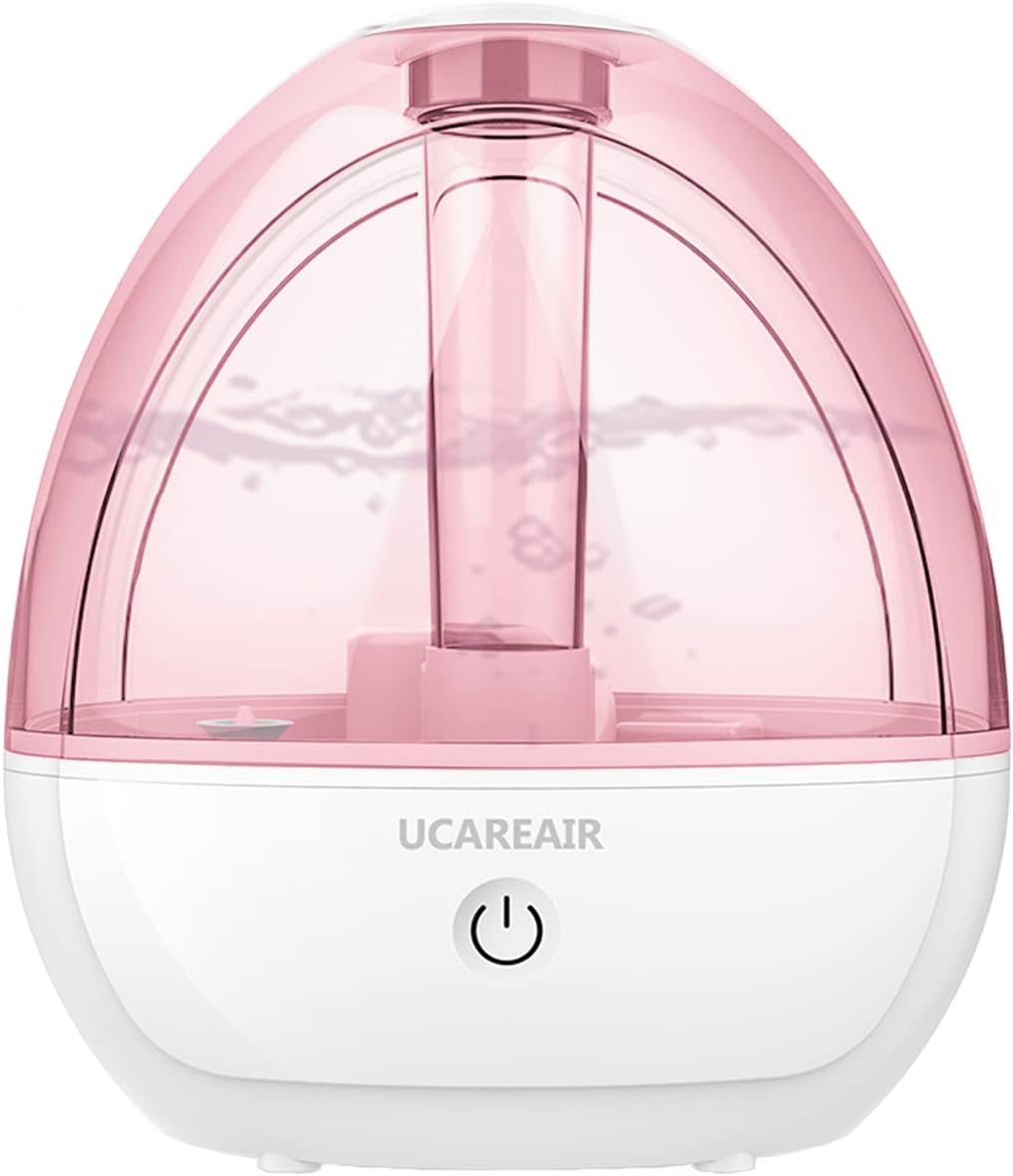 UCAREAIR Humidifier, Auto Shut Off Cool Mist Humidifiers, 360° Rotating Nozzle Humidifiers for Baby , Baby Humidifiers for Nursery, Bedroom, kids, Whisper-Quiet, Filter Free, BPA Free, 2L, 25H, Pink
