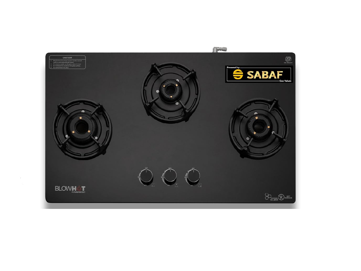 BLOWHOT Amber 3 Burner Gas Stove, Manual-Ignition, Coated Forged Indian Brass Burners, Hybrid Design, SABAF Gas Valve, 2 Years Warranty on Burner,…