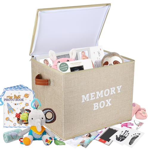 Lukeline Memory Box for Keepsake Decorative Keepsake Bin with Handles Memory Box Keepsakes Gift for Anniversary Wedding Birthday Valentines Day