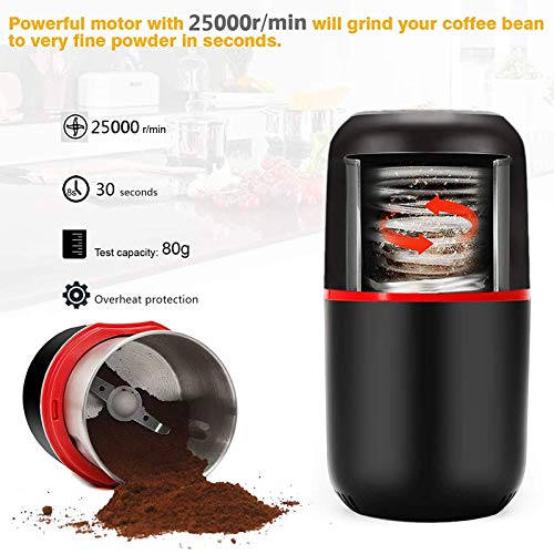 SXLCKJ Kaffeemühle Elektrisch, Kaffeebohnenmühle Elektrische Mühle Gewürzmühle, 150W Leistungsstarker Edelstahl S… – Bild 6