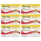 NaturesPlus Hema-Plex Iron - 30 Slow-Release Tablets, Pack of 6 - Total Blood Health - 85 mg Chelated Iron - with Vitamin C & Bioflavonoids - Non GMO, Vegetarian & Gluten Free - 180 Total Servings
