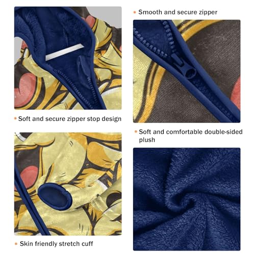 Boys Girls Fleece Jacket Cartoon Happy Yellow Ducks Kids Warm Hooded Outwear Coat3