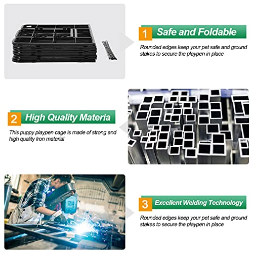 Image of BestPet | Dog Playpen | 40 Inch, 24 Panels | Heavy Duty Metal Pet Exercise Pen | Indoor Outdoor Fence Panels | Rust-Resistant, Removable, Tool-Free Setup | Anti-Skid, Expandable Design