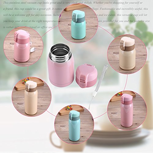 Vacío Aislado Taza de Acero Inoxidable, Mini Doble Pared Rebote Cap aislados de Viaje de Agua Caliente Botella 180… - Imagen 6