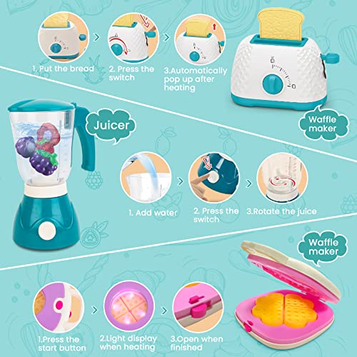Gousiyun 26 STÜCKE Simulation Küchengerät Spielzeug Obst Entsafter Mixer, Lernspielzeug Brotmaschine, Lernspielzeug… – Bild 5