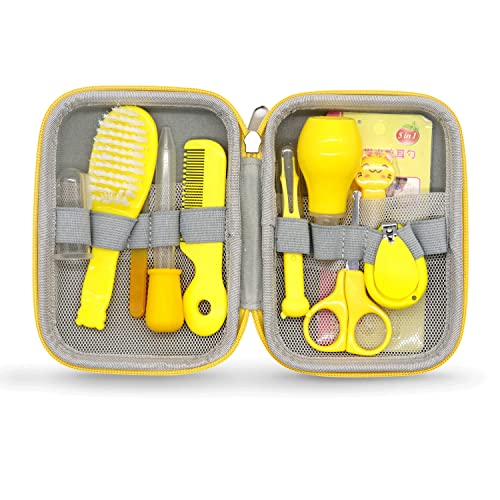 Image of Baby Grooming Kit, 15 in 1 Portable Baby Safety Care Kit with Baby Brush and Comb Set Nail Clippers Nasal Aspirator etc for Nursery Newborn Infant Girl Boys Keep Clean Baby Essentials (Yellow)