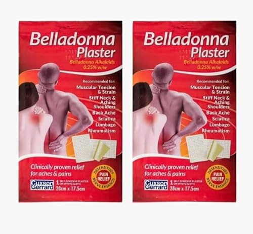 MM Cuxson & Gerrard Belladonna Plaster 28cm x 7.5cm (Pack of 2) | Pain Relief Patches for Muscle Aches & Stiffness