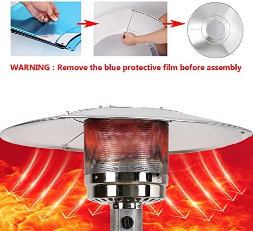HQQ outdoor Patio Heater Reflector Shield, Aluminum Heat Reflector Shield Top for Propane Outdoor Heaters,Dome Replacement Parts(3-Hole Mount，33" Diameter Round) — view 5