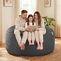 HABUTWAY Bean Bag Chair: Giant 5' Memory Foam Furniture Bean Bag Chair with Microfiber Cover - 5Ft,Silver Grey — image 5