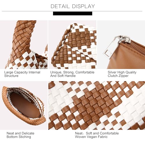 Image of Queenoris Fashion Hobo Bags for Women Top-handle Shoulder Bag Vegan Leather Purses Soft Summer Tote Bag | WOVEN