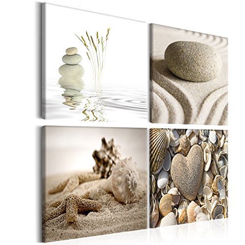 murando - Quadro Spa Zen Pietra 40x40 cm 4 Pezzi Stampa su tela in TNT XXL Immagini Moderni Murale Fotografia Grafica Decorazione da Parete Quadri Componibili Natura Spiaggia 9060093
