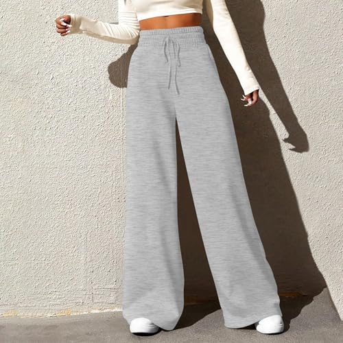 High Waisted Pants for Women Fold Over Tummy Control Baggy Sweatpants Cotton Casual Wide Leg Pants Palazzo Lounge Pants4
