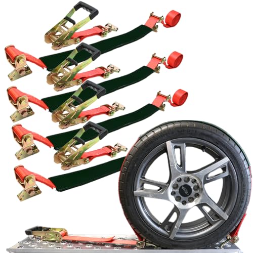 Boxer Pro Series Car Tie Down - E Track Rolling Idler – 2 Inch x 8 Feet - 4 Pack Red Straps