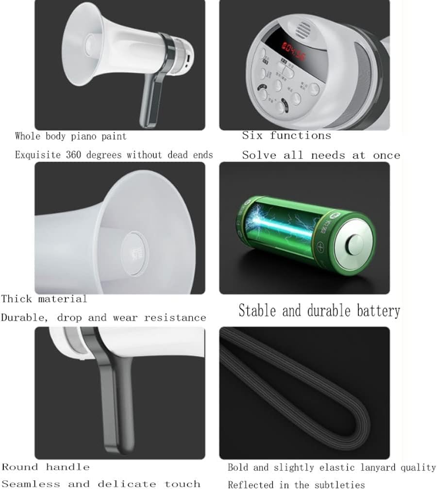 Altoparlante megafono con Display di Alimentazione a LED con Design a Doppio Altoparlante ad Alto Volume con megafono Manuale con Controllo del Volume Regolabile