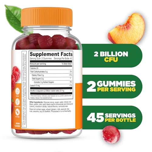 Lifeable Probiotics Gummies | 2 Billion CFU | Great Tasting Probiotic Gummies for Women | Probiotic Gummy for Gut Health and Immune Support | Probiotics for Women and Men | 90 Gummies - Thumbnail 2