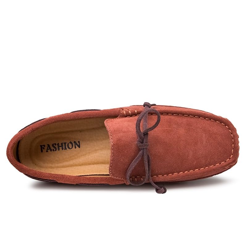 Mens Loafers Square Toe Solid Color Suede Vamp Boat Shoes Flat Heel Lightweight Flexible Casual Slip-ons4