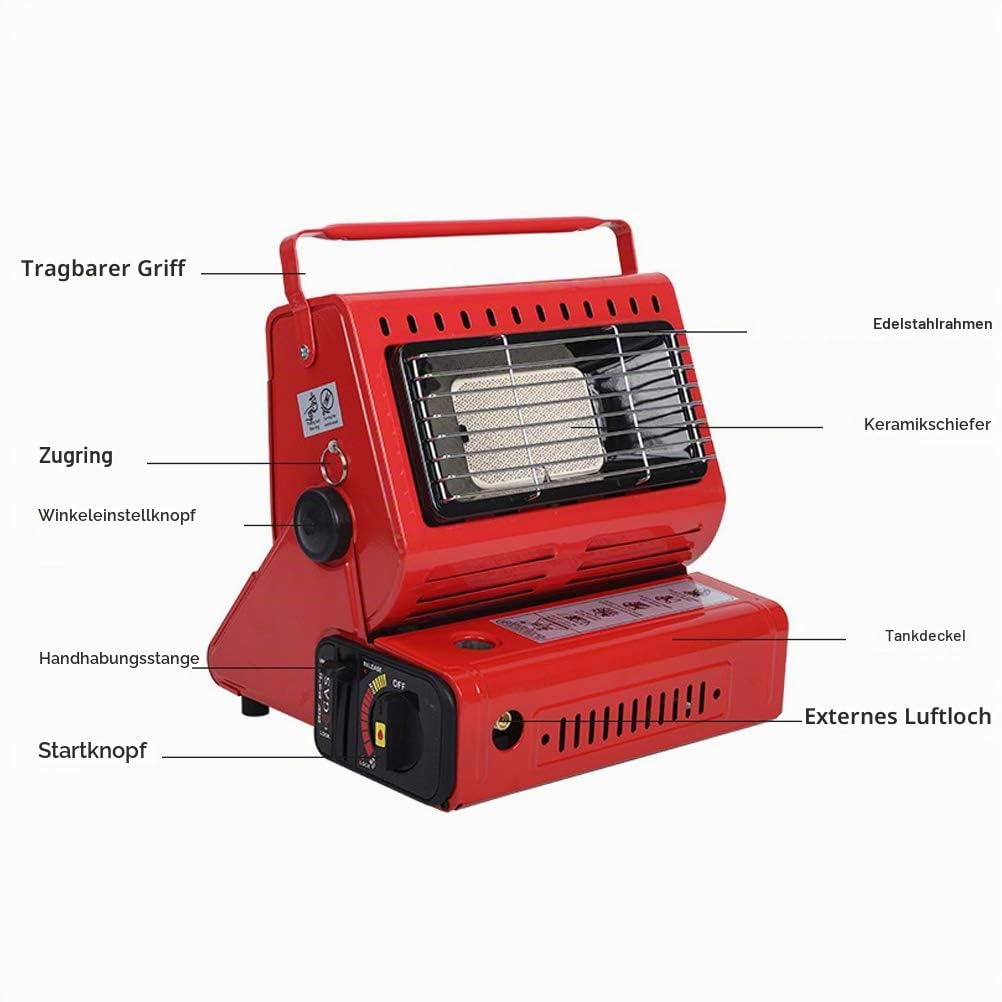Tragbare Gasheizung Kochherd Camping Heizung für Zelt Outdoor Indoor 1,3KW 90G/H 2 in 1 Butan Flüssiggas Brenner Outdoor Gase Heizung für Camping Angeln Zelt Zuhause