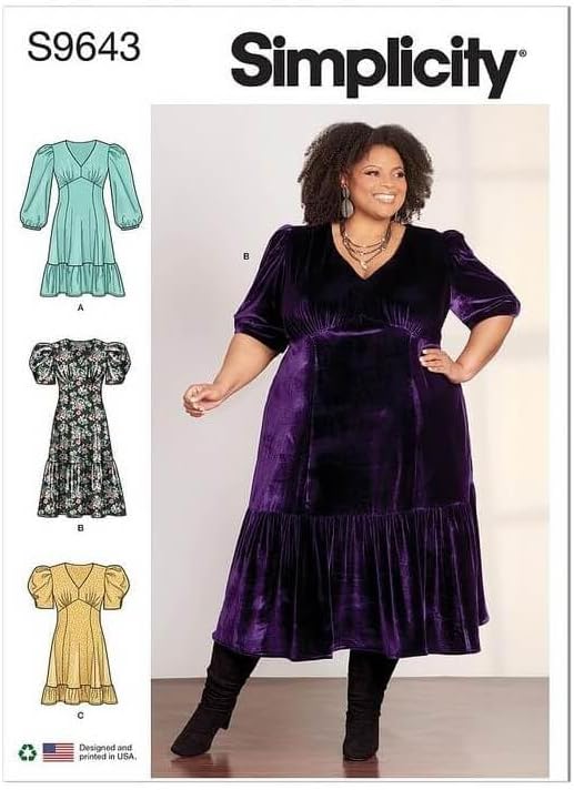 Simplicity Women's Dress Sewing Pattern Kit, Design Code S9643, Sizes 20W-22W-24W-26W-28W