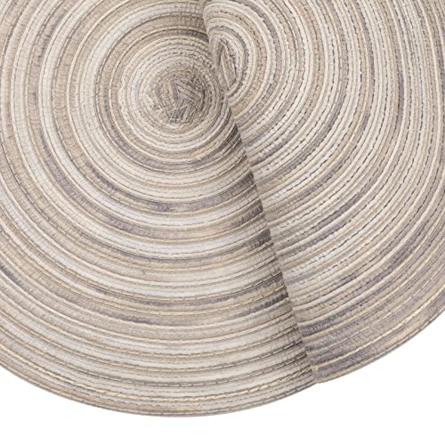 Image of SHACOS Round Braided Placemats 15 inch Set of 4 Variegated Washable Kitchen Table Placemats for Home Wedding Party (Rainbow Gray, 4)