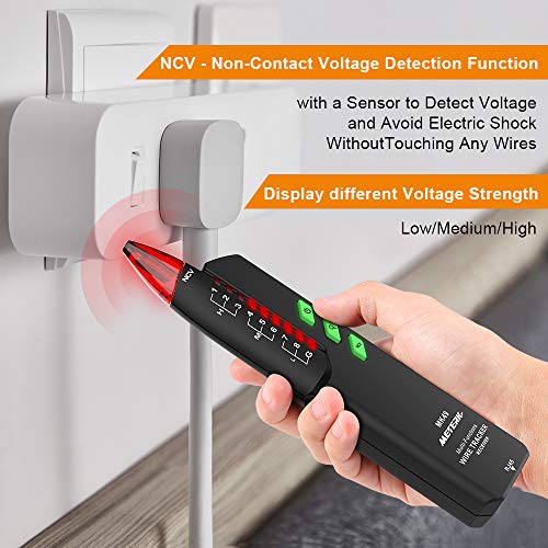 Wire Tracker, Meterk RJ11 RJ45 Multifunctional Cable Tester Line Finder with NCV Probe for Wire Tracer Toner Ethernet LAN Network Cable Collation, Telephone Line Tester, Continuity Checking - Thumbnail 4