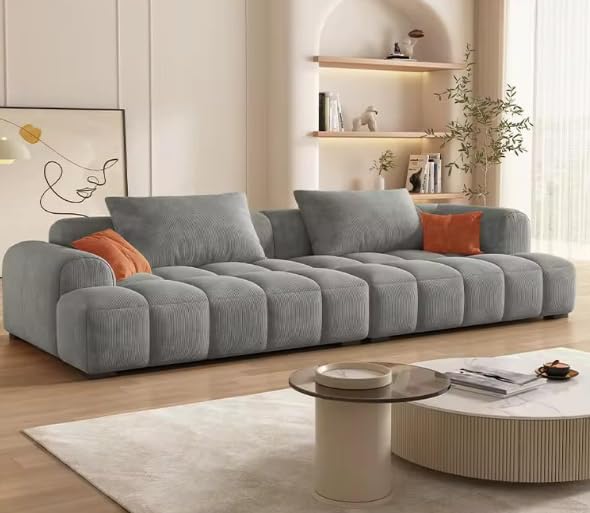 Ripple FURNITURE Modern Style Design Sense Simple Fabric Soft Modern Wooden Sofa Living Room Furniture (grey)