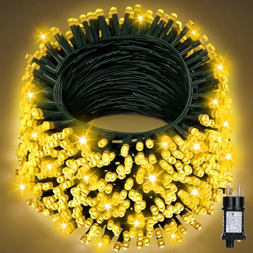 Lichterkette Außen 90M 800LED, Warmweiß Lichterkette Außen Strom mit Timer,Lichterkette Weihnachtsbaum Aussen 8Modi IP44 Wasserdicht Weihnachtsbeleuchtung für Außen Innen Garten Balkon Hochzeit Party
