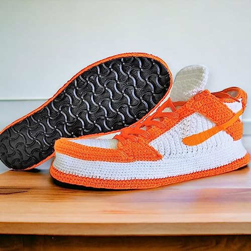 Low-Top Custom Basketball Sneakers Slippers, Funny Knitted Socks Booties, Orange Cozy Retro Knitted Shoes, Warm Rare Bots, Sneakerhead Culture Fashion, Hypebeast Outfits, Streetwear Hype Clothing2